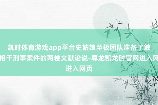凯时体育游戏app平台史姑娘至极团队准备了触及相干刑事案件的两卷文献论说-尊龙凯龙时官网进入网页