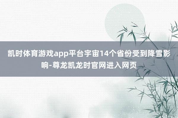 凯时体育游戏app平台宇宙14个省份受到降雪影响-尊龙凯龙时官网进入网页