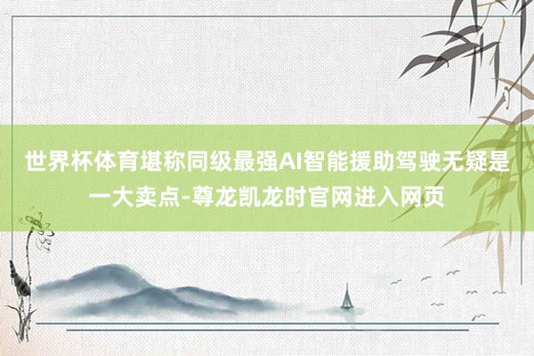 世界杯体育堪称同级最强AI智能援助驾驶无疑是一大卖点-尊龙凯龙时官网进入网页