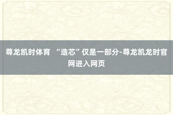 尊龙凯时体育  “造芯”仅是一部分-尊龙凯龙时官网进入网页