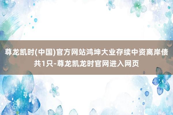 尊龙凯时(中国)官方网站鸿坤大业存续中资离岸债共1只-尊龙凯龙时官网进入网页